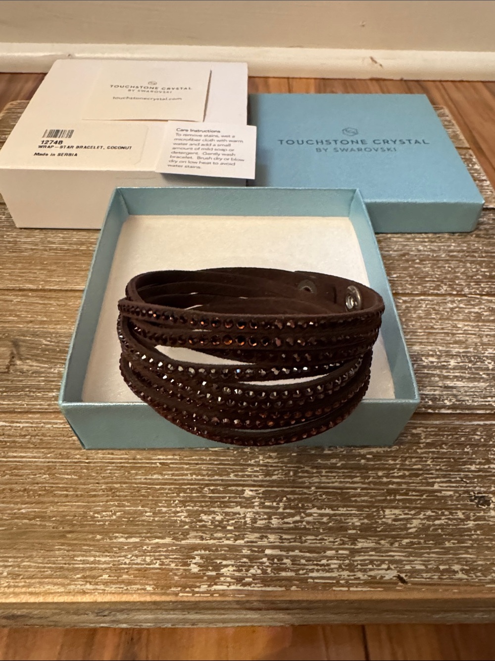 Brand New in Box Touchstone Crystal Wrap-Star bracelet Coconut